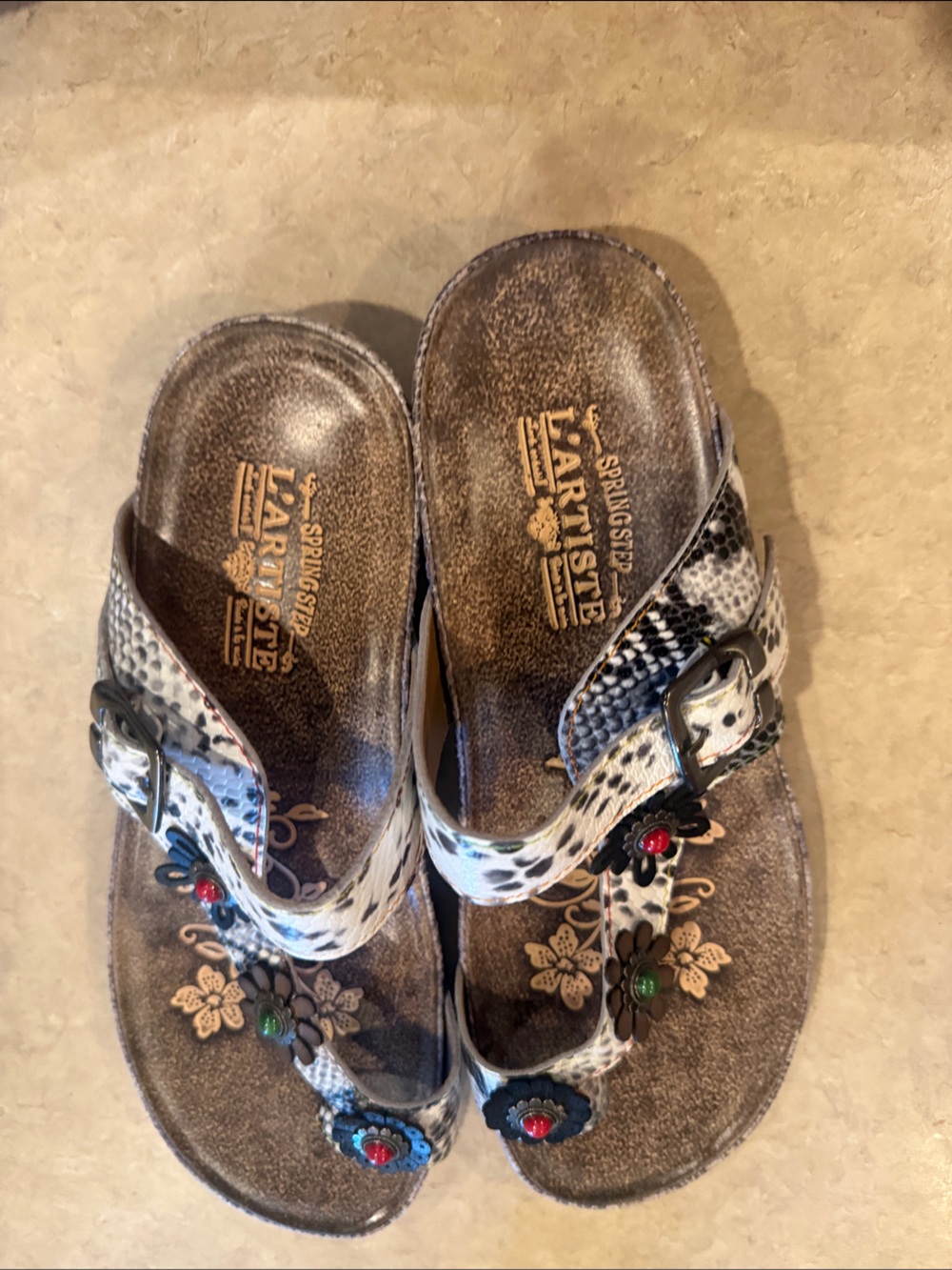 Women's L’Artiste Leopard Print Floral Embellished Sandal - Brown/White